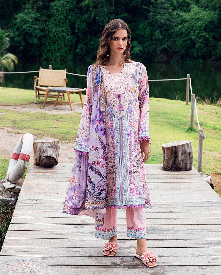 Roheenaz | Garden Veal Printed Lawn 25 |Lilac Dust by Maria Faisal - Registered Vendor of : Roheenaz - type : Ladies Clothes - 100% original wedding dresses