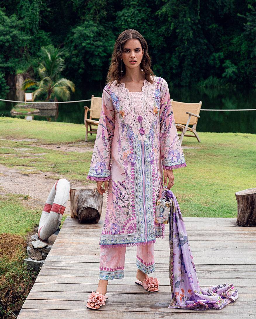 Roheenaz | Garden Veal Printed Lawn 25 |Lilac Dust by Maria Faisal - Registered Vendor of : Roheenaz - type : Ladies Clothes - 100% original wedding dresses