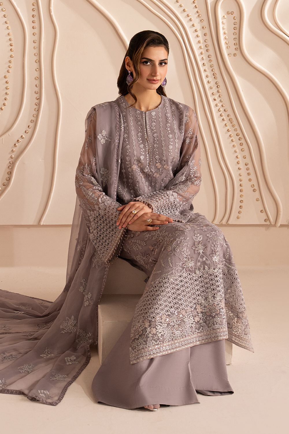 Lavish Premium | Izhare Muhabbat | Lavender Dream - Formal Dress - available at Maria Faisal in UK and USA.