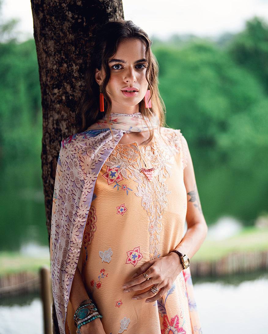 Roheenaz | Garden Veal Printed Lawn 25 | Coral Whim by Maria Faisal - Registered Vendor of : Roheenaz - type : Ladies Clothes - 100% original wedding dresses
