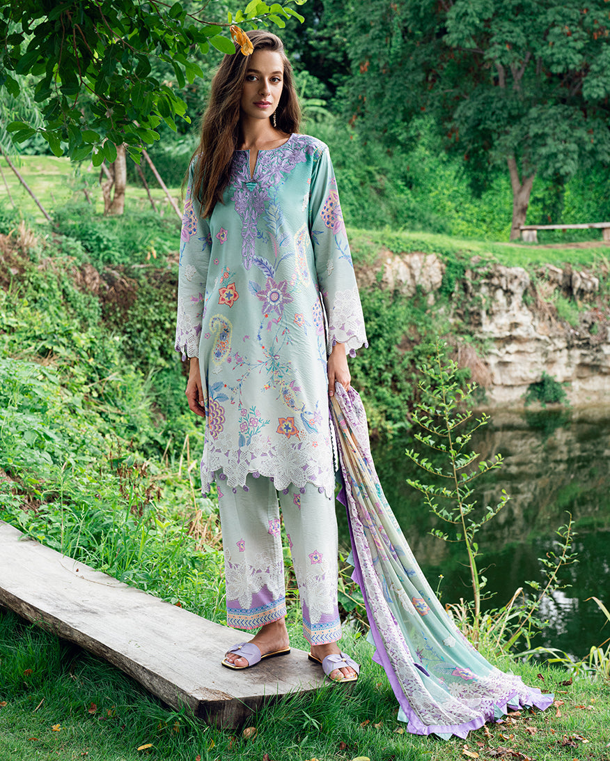 Roheenaz | Garden Veal Printed Lawn 25 | Jazmine Haze. by Maria Faisal - Registered Vendor of : Roheenaz - type : Ladies Clothes - 100% original wedding dresses