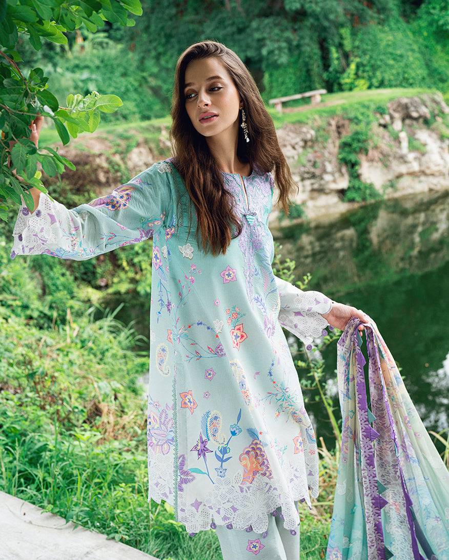 Roheenaz | Garden Veal Printed Lawn 25 | Jazmine Haze. by Maria Faisal - Registered Vendor of : Roheenaz - type : Ladies Clothes - 100% original wedding dresses