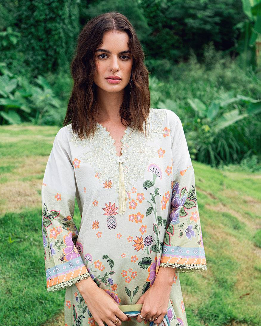 Roheenaz | Garden Veal Printed Lawn 25 | Melon Muse by Maria Faisal - Registered Vendor of : Roheenaz - type : Ladies Clothes - 100% original wedding dresses