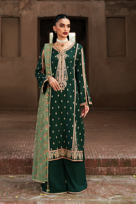 Saad Shaikh | Zaria Festive Pret 25 | EMERALD - Formal Dress - available at Maria Faisal in UK and USA.