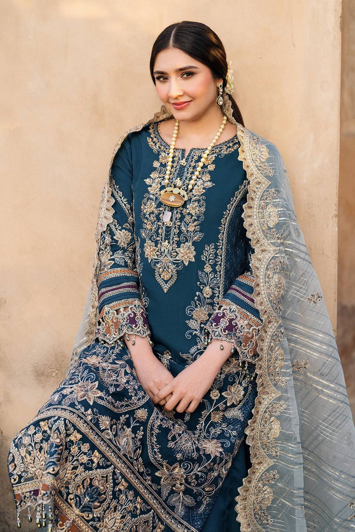 Imrozia Premium | Meeras Luxury Eid 25 | I-223 NEELAM by Maria Faisal - Registered Vendor of : Imrozia Premium - type : Ladies Clothes - 100% original wedding dresses