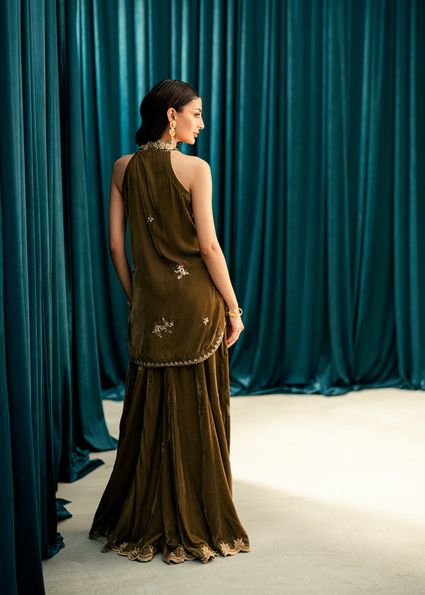 Olive Whisper – authentic Pakistani dress from the Velvet Code collection for women in the UK