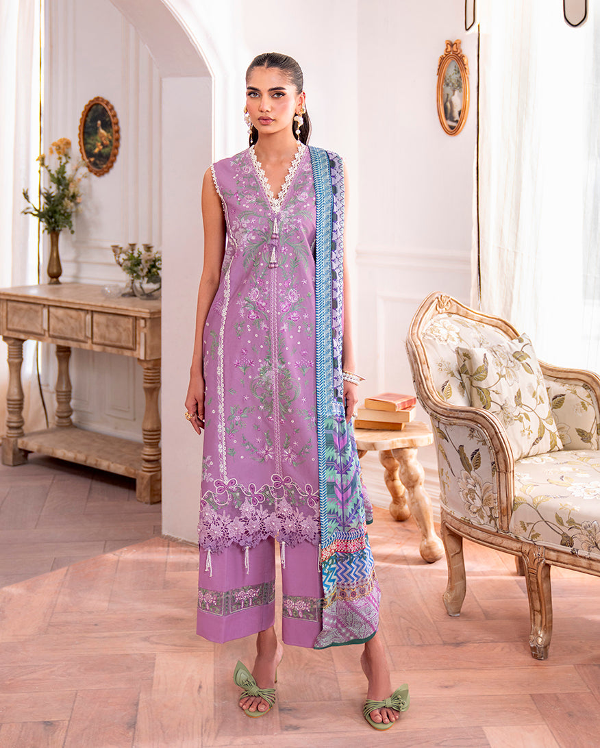 Roheenaz | Aezel Embroidered Cambric | Laila - Ladies Clothes - Maria Faisal