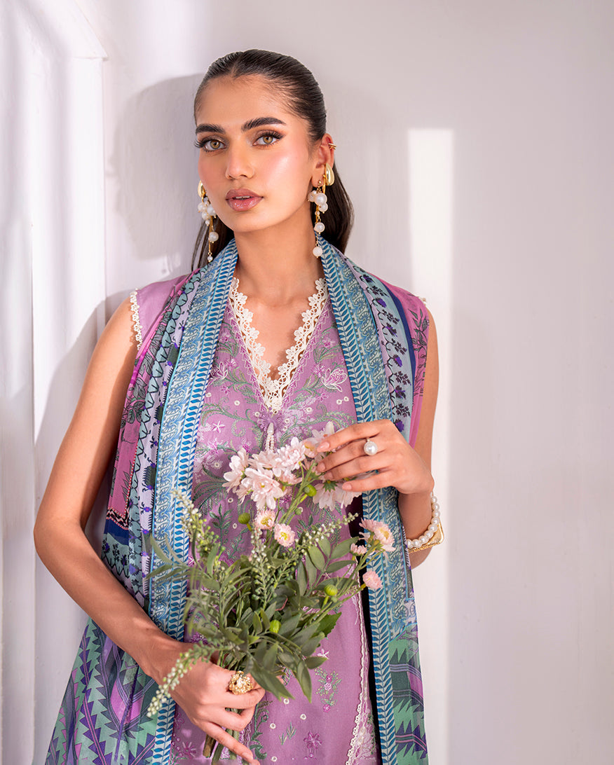 Roheenaz | Aezel Embroidered Cambric | Laila - Ladies Clothes - Maria Faisal