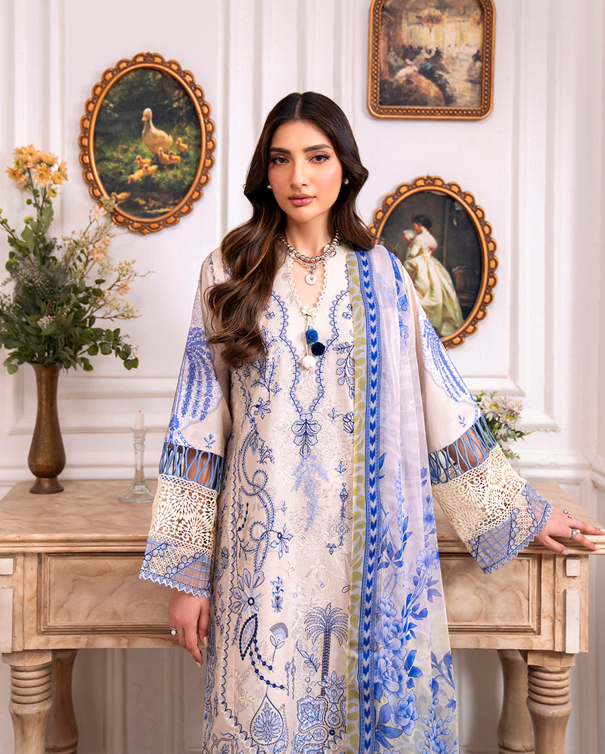 Roheenaz | Aezel Embroidered Cambric | Eleen - Ladies Clothes - Maria Faisal