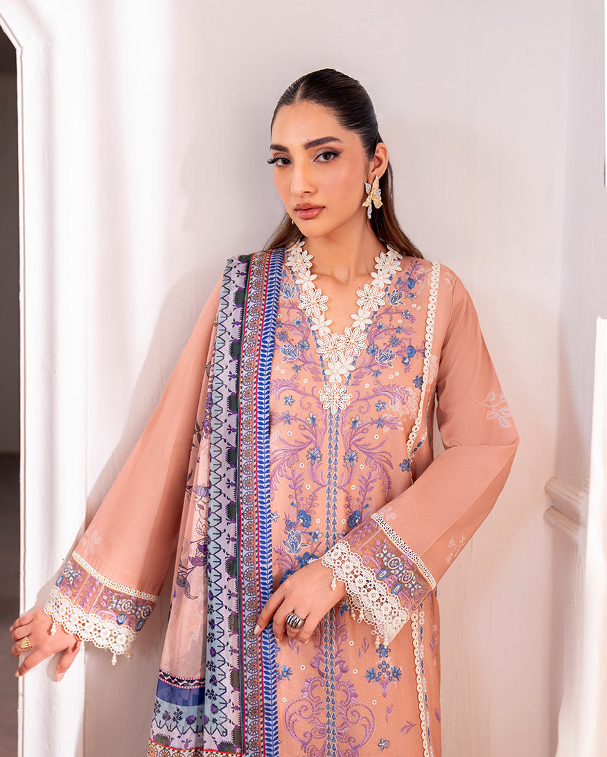 Roheenaz | Aezel Embroidered Cambric | Wareesha - Ladies Clothes - Maria Faisal