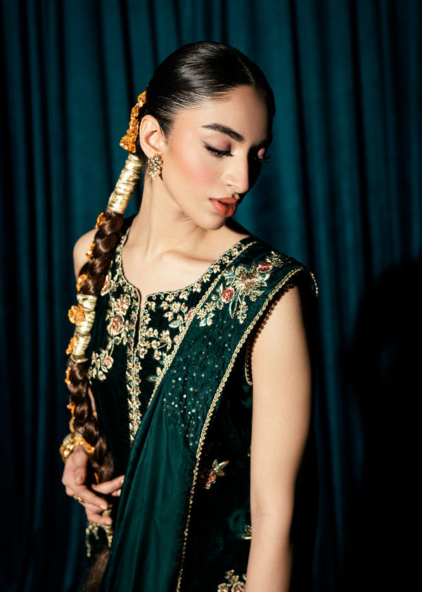 Enchanted Emerald – authentic Pakistani dress from the Velvet Code collection for women in the UK
