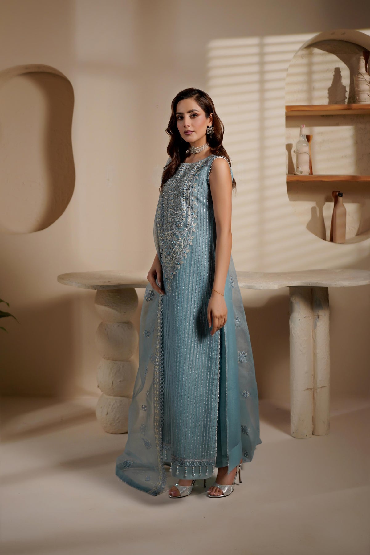 Maryams | Noir Luxe | LATISSA-NOR-1405 - Formal Dress - available at Maria Faisal in UK and USA.