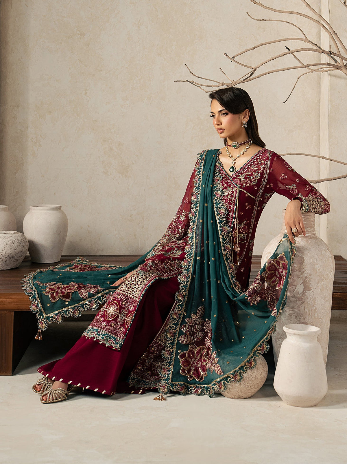 Gulaal | Inaaya Embroidered Chiffon 26 |Jinaan - Formal Dress - available at Maria Faisal in UK and USA.