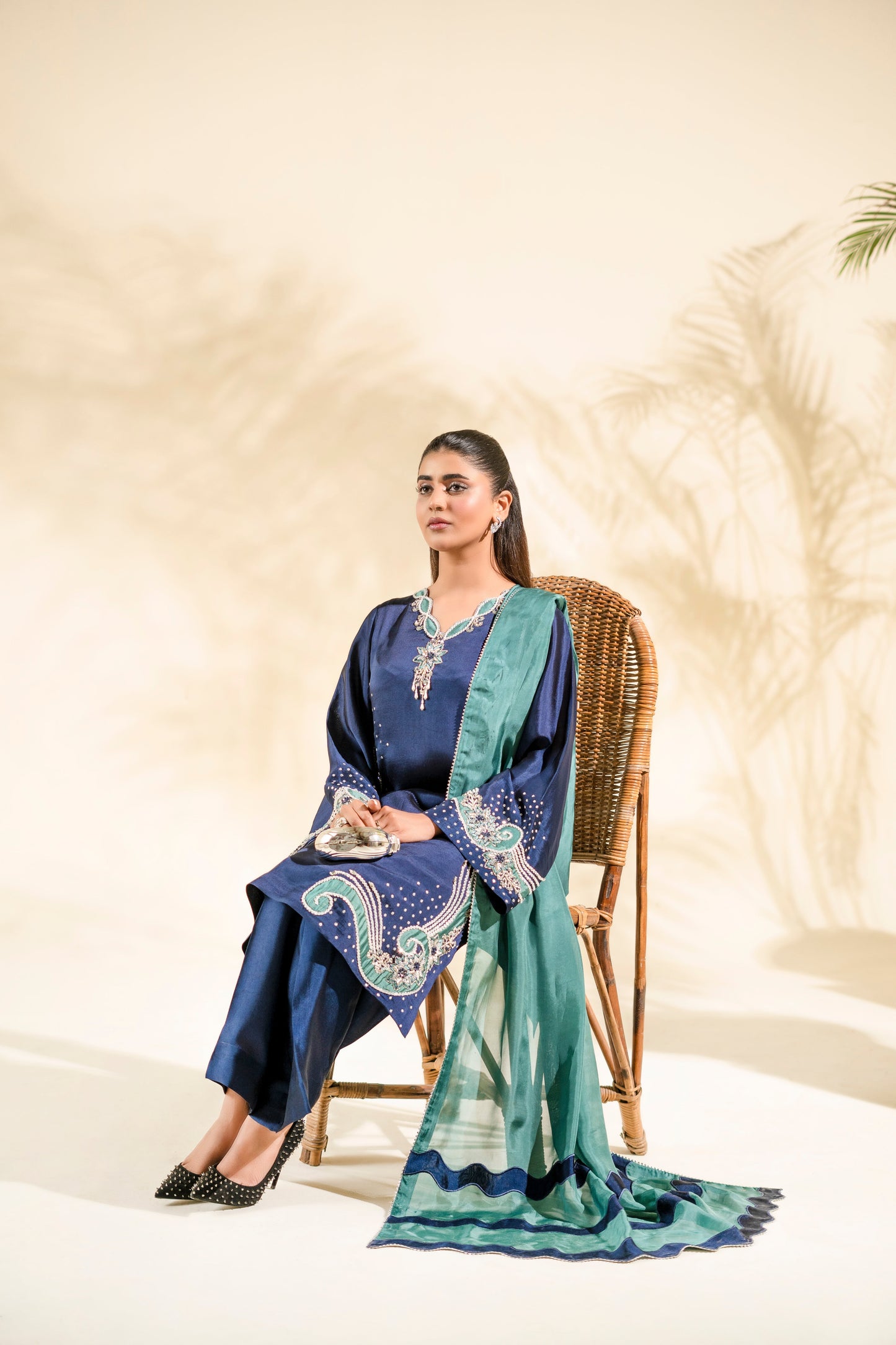Faiza Faisal | Elara Luxury Pret | NAVY SERAPH - Luxury Dress - available at Maria Faisal in UK and USA.