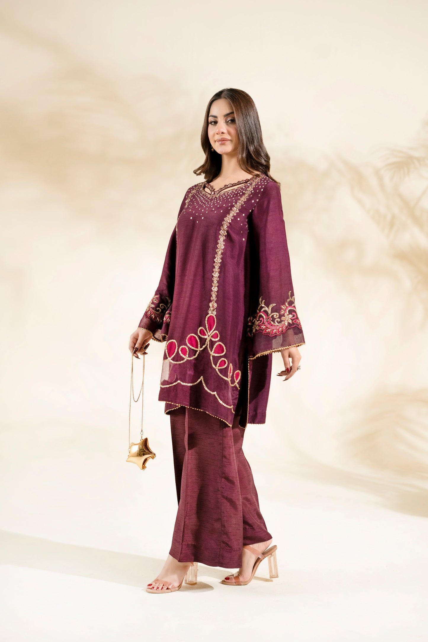 Faiza Faisal | Elara Luxury Pret | PLUM ROYALE - Luxury Dress - available at Maria Faisal in UK and USA.