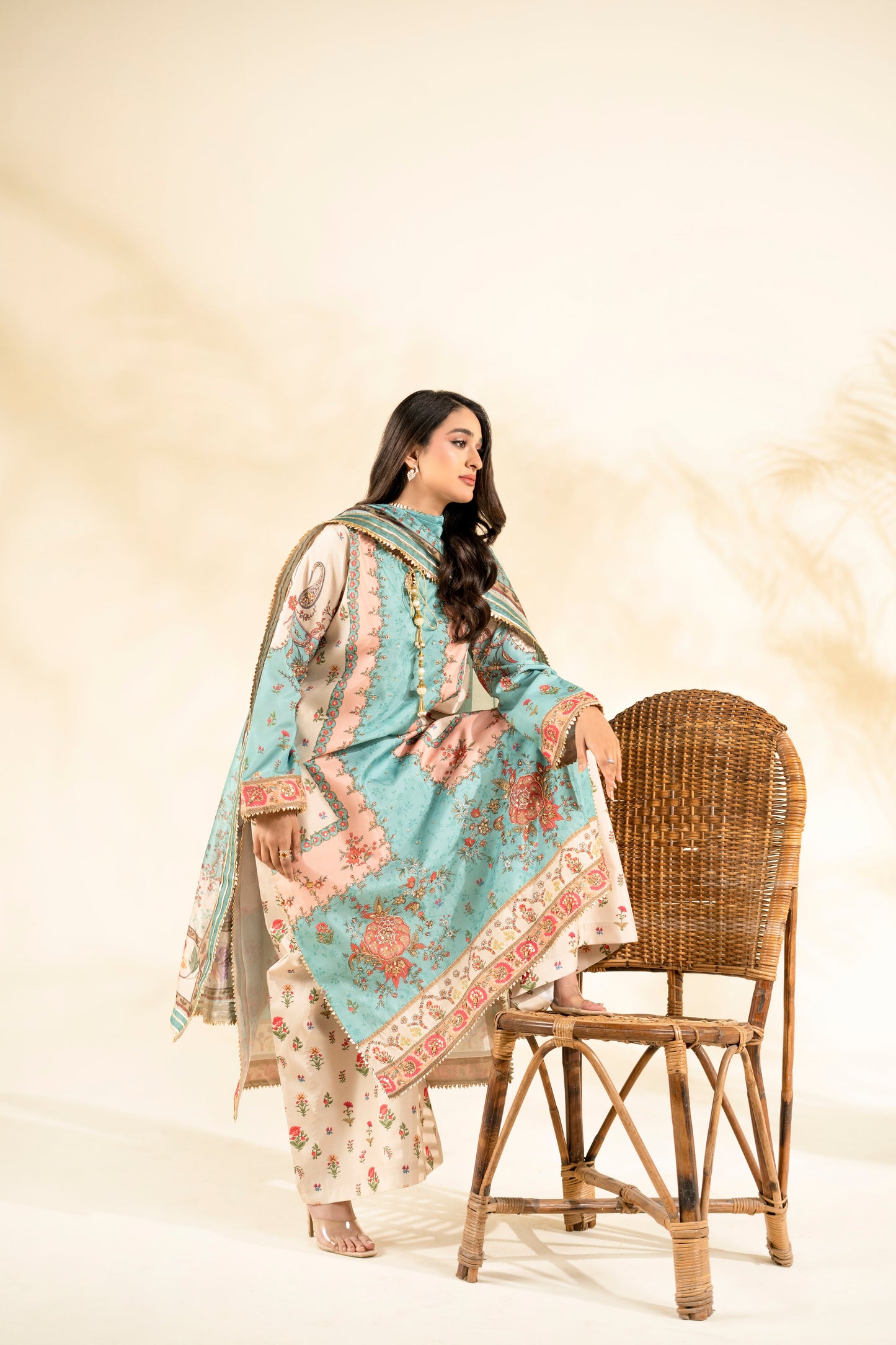 Faiza Faisal | Elara Luxury Pret | AQUA BLOOM - Luxury Dress - available at Maria Faisal in UK and USA.