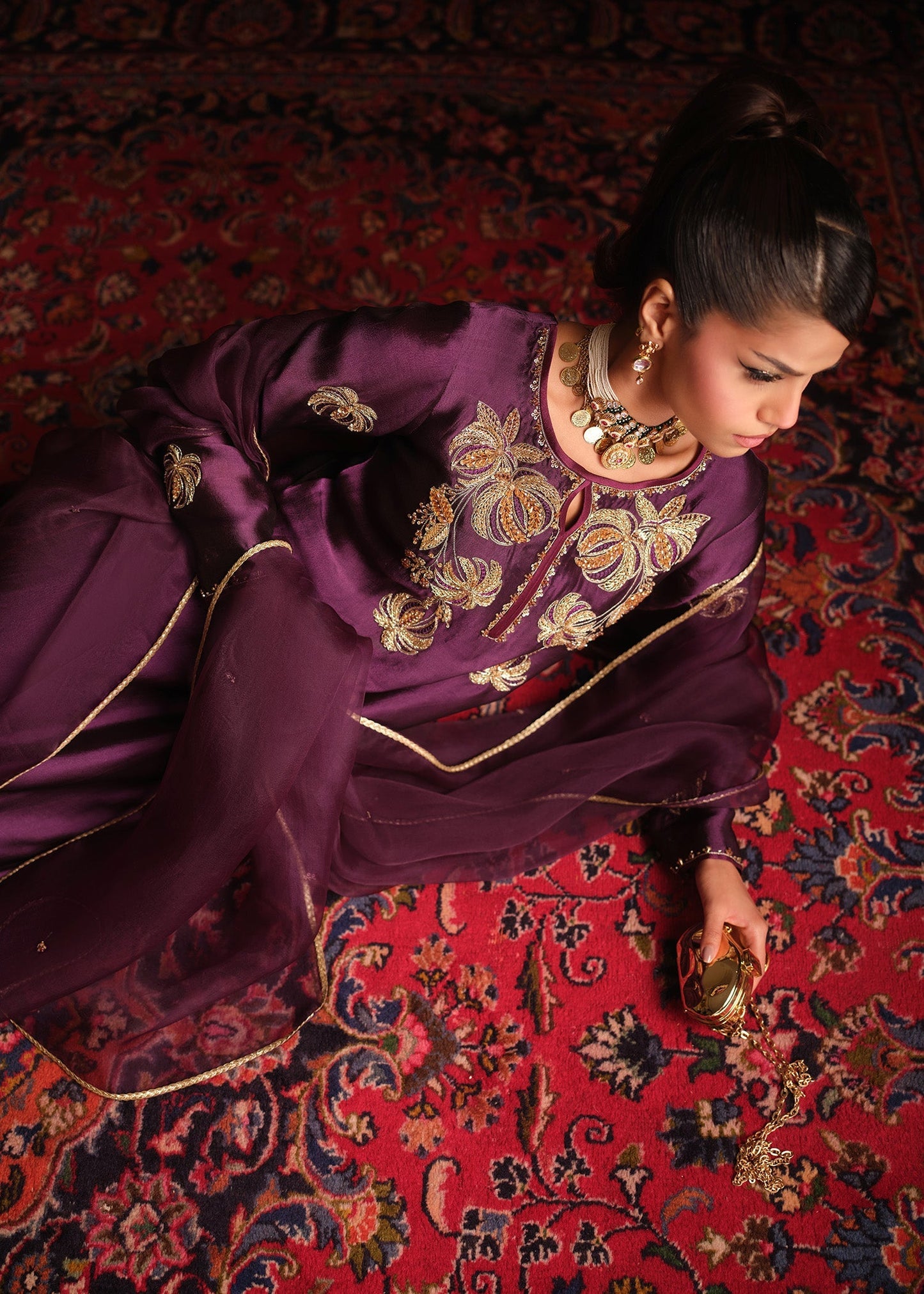 Mahum Asad | Private Hour | Plum Nectar - Formal Dress - available at Maria Faisal in UK and USA.