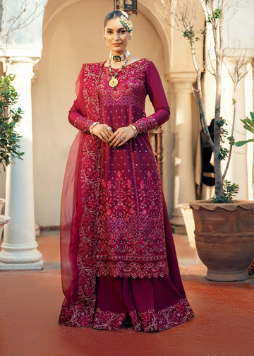 Jamnii | Noor e Nazakat | Ishaq-e- laal - Designer Dress with Intricate embroidery and embellishments. Shop elegent wedding dress at Maria Faisal.