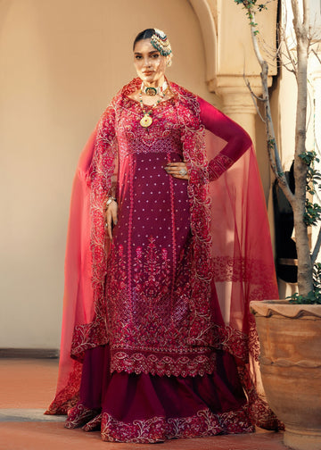 Jamnii | Noor e Nazakat | Ishaq-e- laal - Designer Dress with Intricate embroidery and embellishments. Shop elegent wedding dress at Maria Faisal.