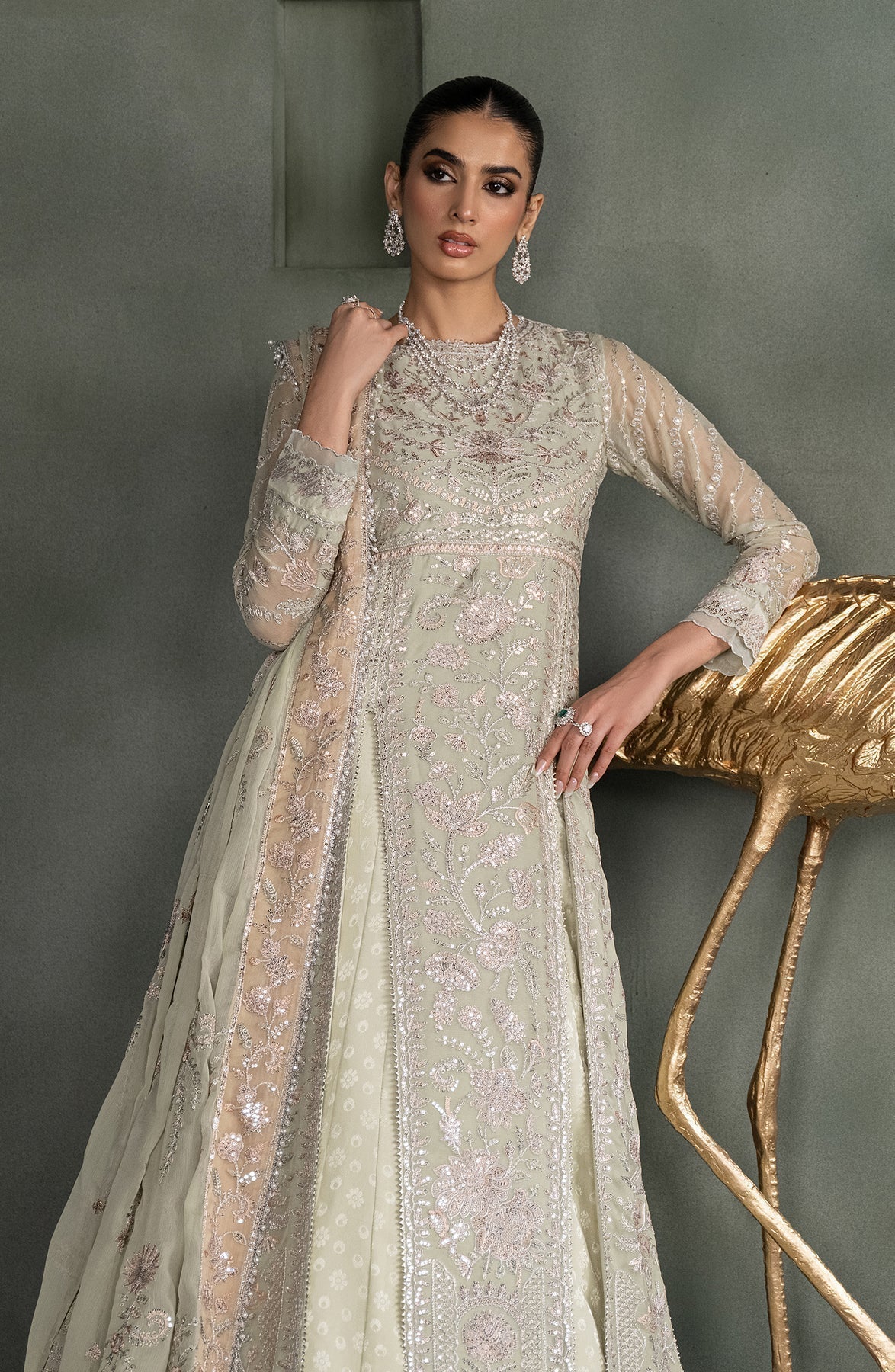 Zarif | Heritage Formals | ZHF 05 INARA - Designer Dress with Intricate embroidery and embellishments. Shop elegent wedding dress at Maria Faisal.