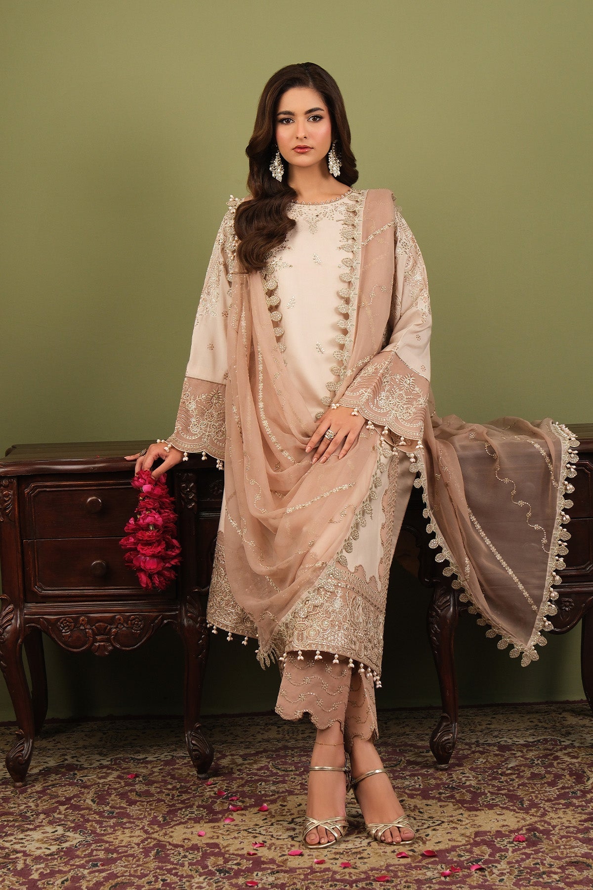 Alizeh | Luxe Raw Silk | AF-RS-10-Castor - Formal Dress - available at Maria Faisal in UK and USA.