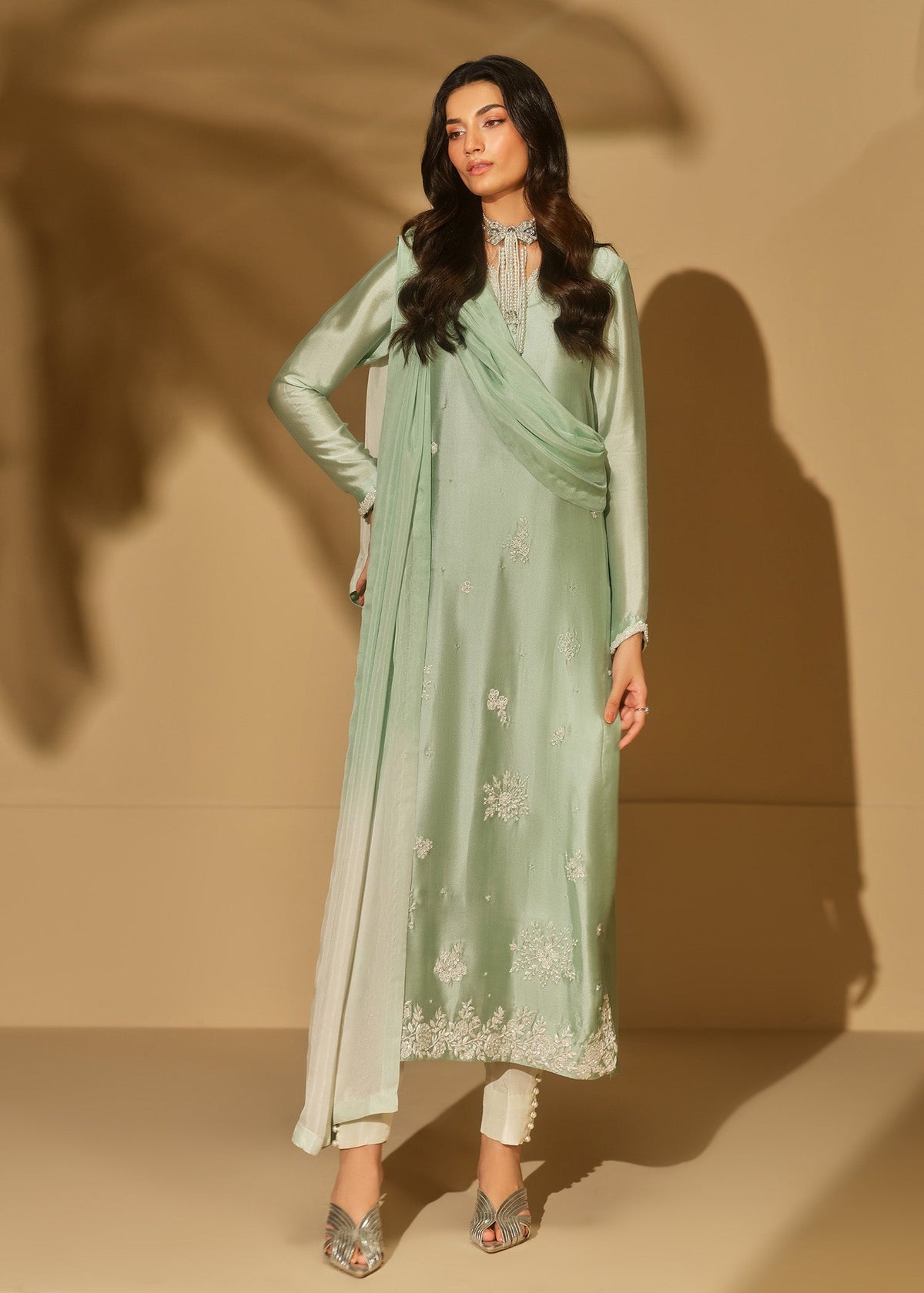Mahum Asad | The Shadow Line | Halo - Formal Dress - available at Maria Faisal in UK and USA.