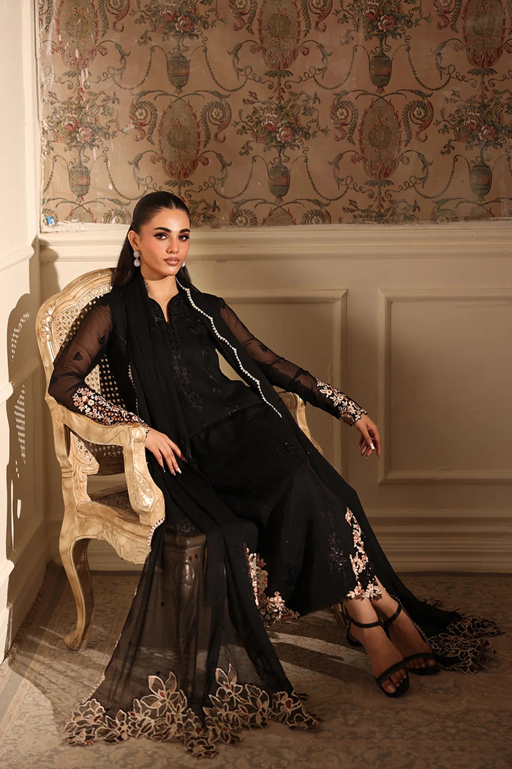 Azure | Ensembles | Dusken Lace - Casual Dress - available at Maria Faisal in UK and USA.