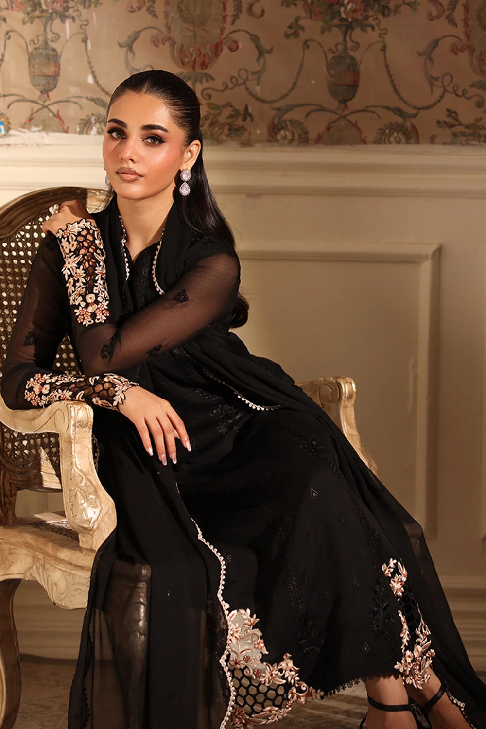 Azure | Ensembles | Dusken Lace - Casual Dress - available at Maria Faisal in UK and USA.