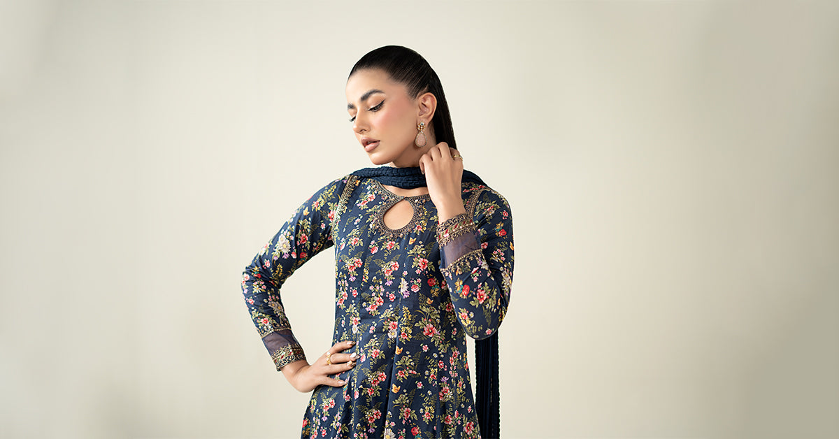 Maria B | Luxury Winter Pret 25 | DW-EA24-81R1-Blue - Ladies Clothes - Maria Faisal