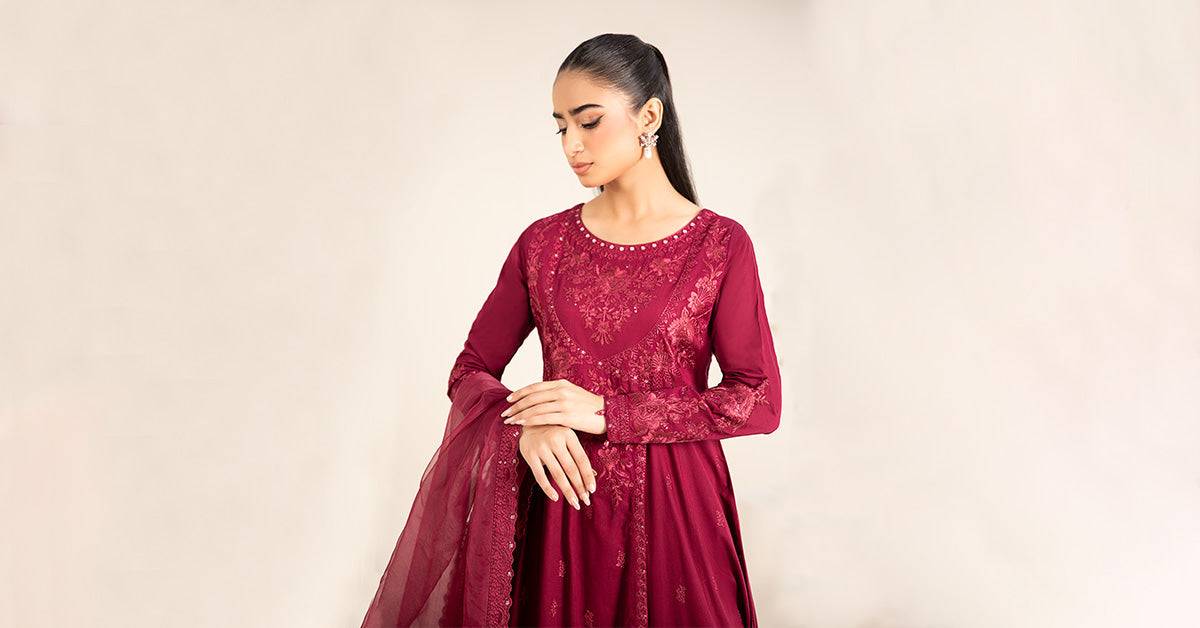 Maira B | Ready to Wear | DW-EF25-83 Red by Maria Faisal - Registered Vendor of : Maria B - type : Wedding Dress - 100% original wedding dresses
