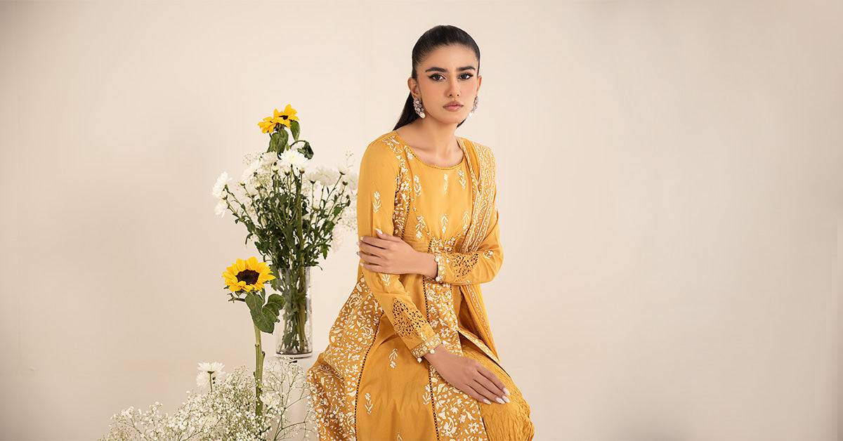 Maira B | Ready to Wear | DW-EF25-97 Yellow by Maria Faisal - Registered Vendor of : Maria B - type : Wedding Dress - 100% original wedding dresses