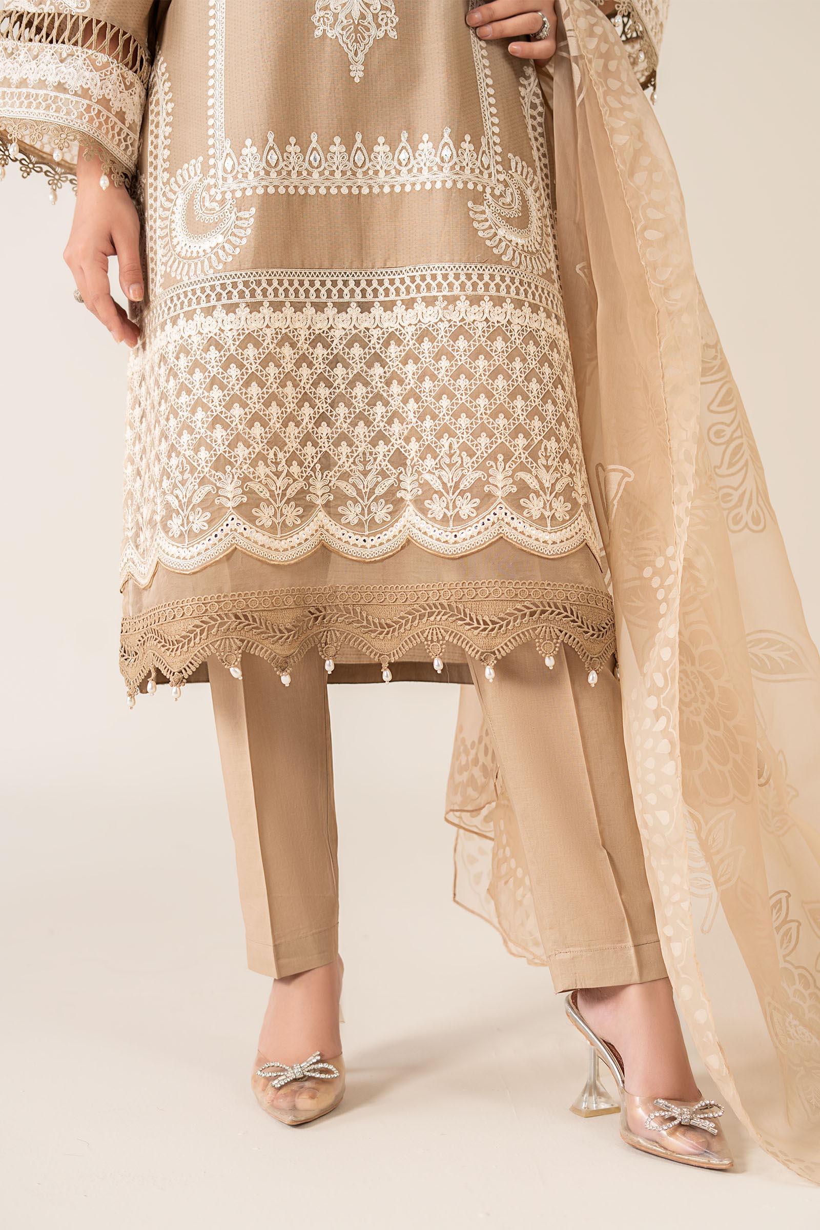 Maria B | Luxury Winter Pret 25 | DW-EA23-26R1-Coffee - Ladies Clothes - Maria Faisal