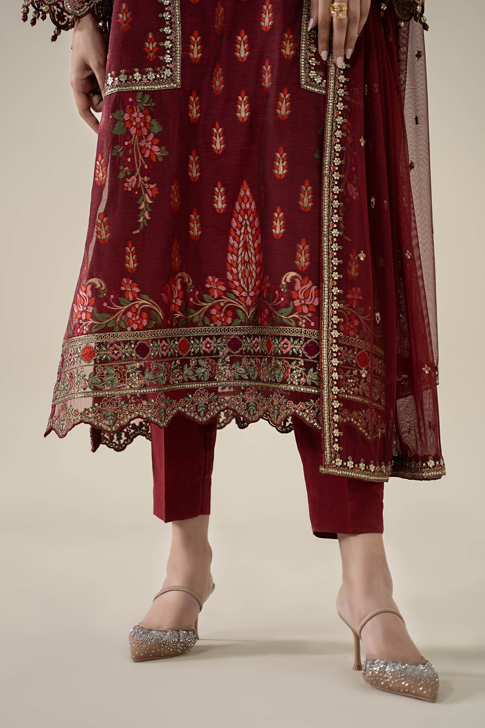 Maria B | Luxury Winter Pret 25 | DW-EA25-59-Red - Ladies Clothes - Maria Faisal