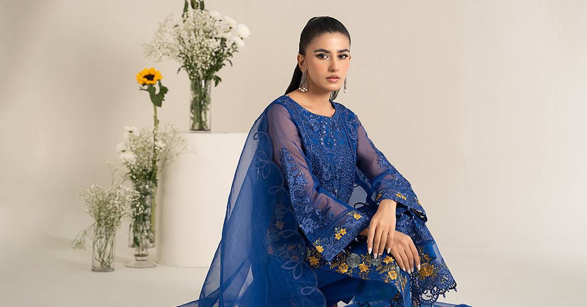 Maira B | Ready to Wear | DW-EF25-02 Blue by Maria Faisal - Registered Vendor of : Maria B - type : Wedding Dress - 100% original wedding dresses
