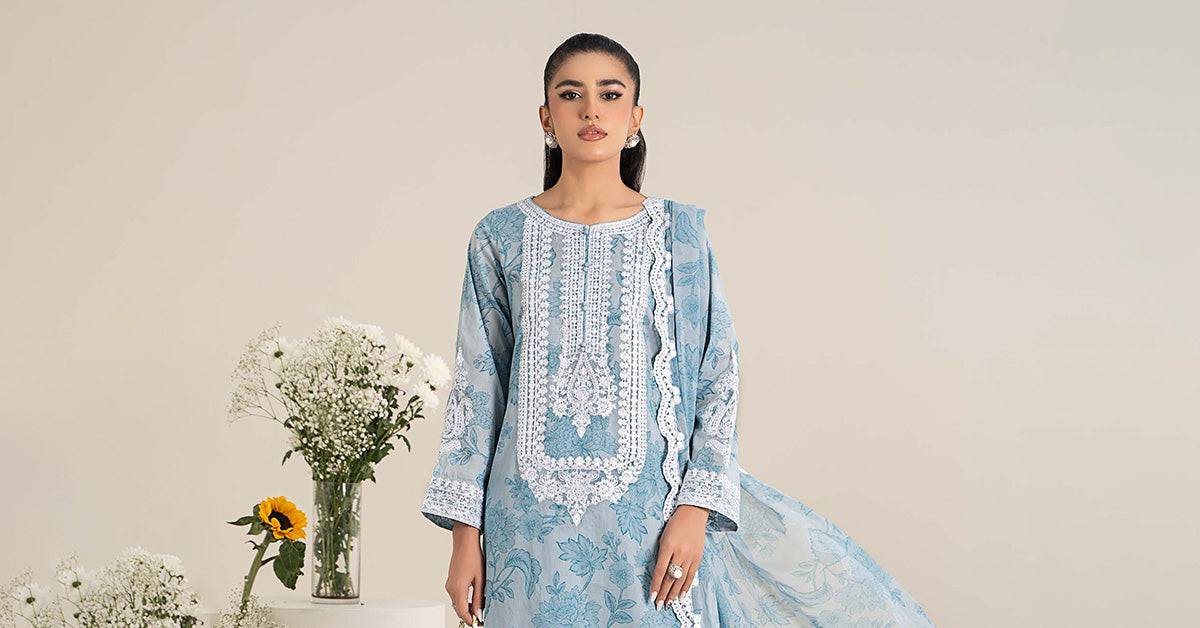 Maira B | Ready to Wear | DW-EF25-124 Blue by Maria Faisal - Registered Vendor of : Maria B - type : Wedding Dress - 100% original wedding dresses
