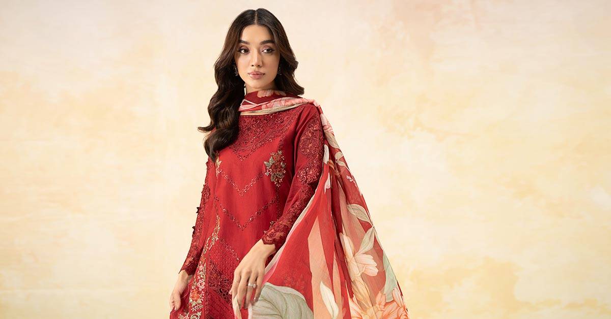 Maira B | Ready to Wear | DW-EF25-53 Red by Maria Faisal - Registered Vendor of : Maria B - type : Wedding Dress - 100% original wedding dresses