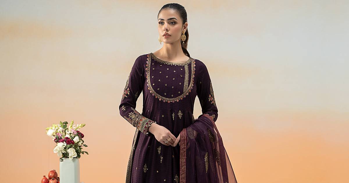 Maira B | Ready to Wear | DW-EF25-68 Purple by Maria Faisal - Registered Vendor of : Maria B - type : Wedding Dress - 100% original wedding dresses