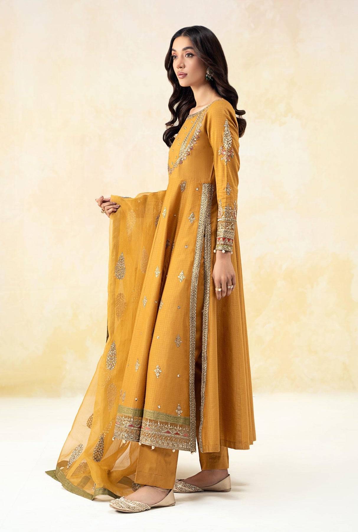 Maria B | Formal Wears | DW-EF25-68 Mustard by Maria Faisal - Registered Vendor of : Maria B - type : Ladies Clothes - 100% original wedding dresses