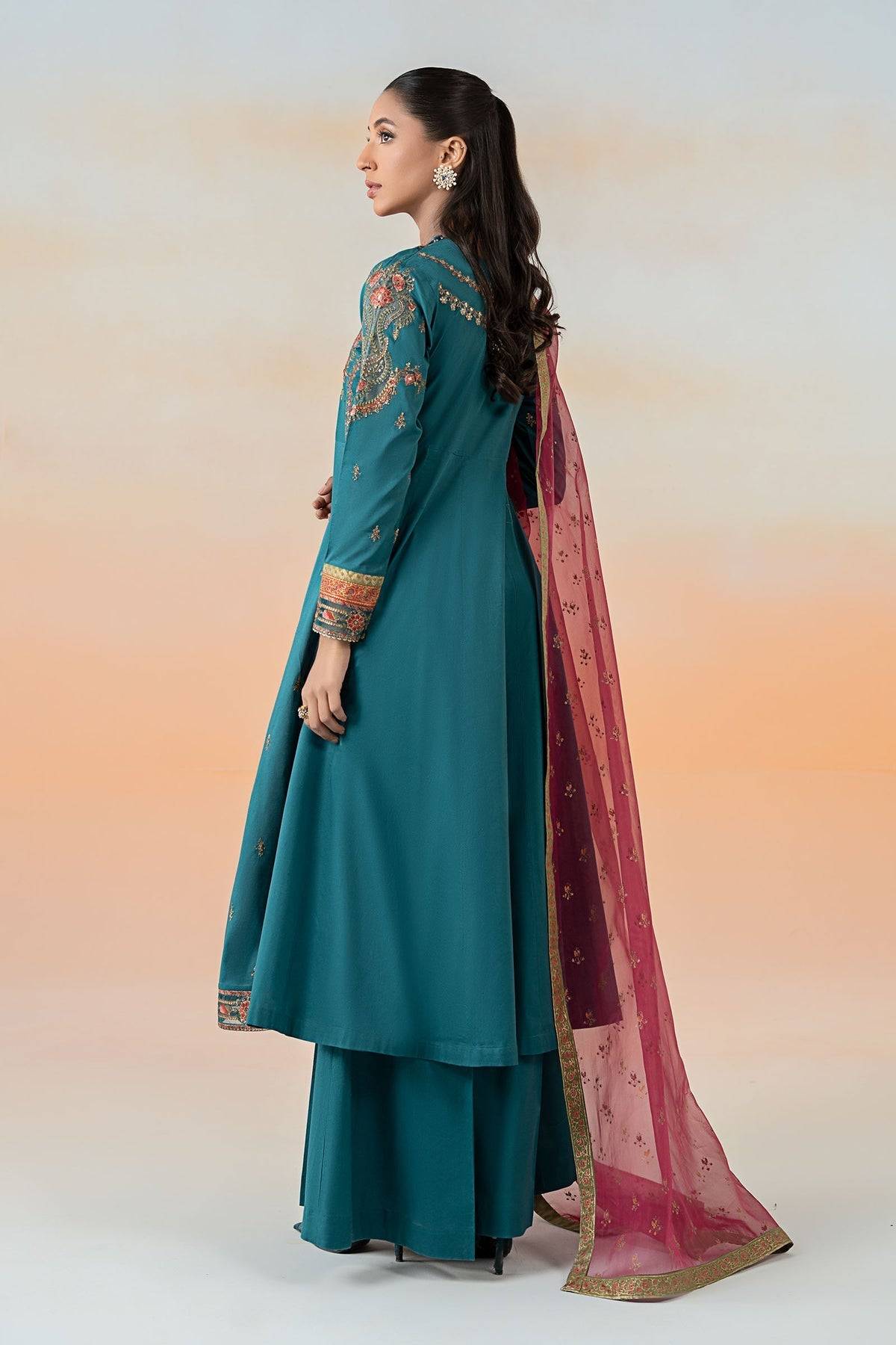 Maria B | Formal Wears | DW-EF25-60 Teal by Maria Faisal - Registered Vendor of : Maria B - type : Ladies Clothes - 100% original wedding dresses