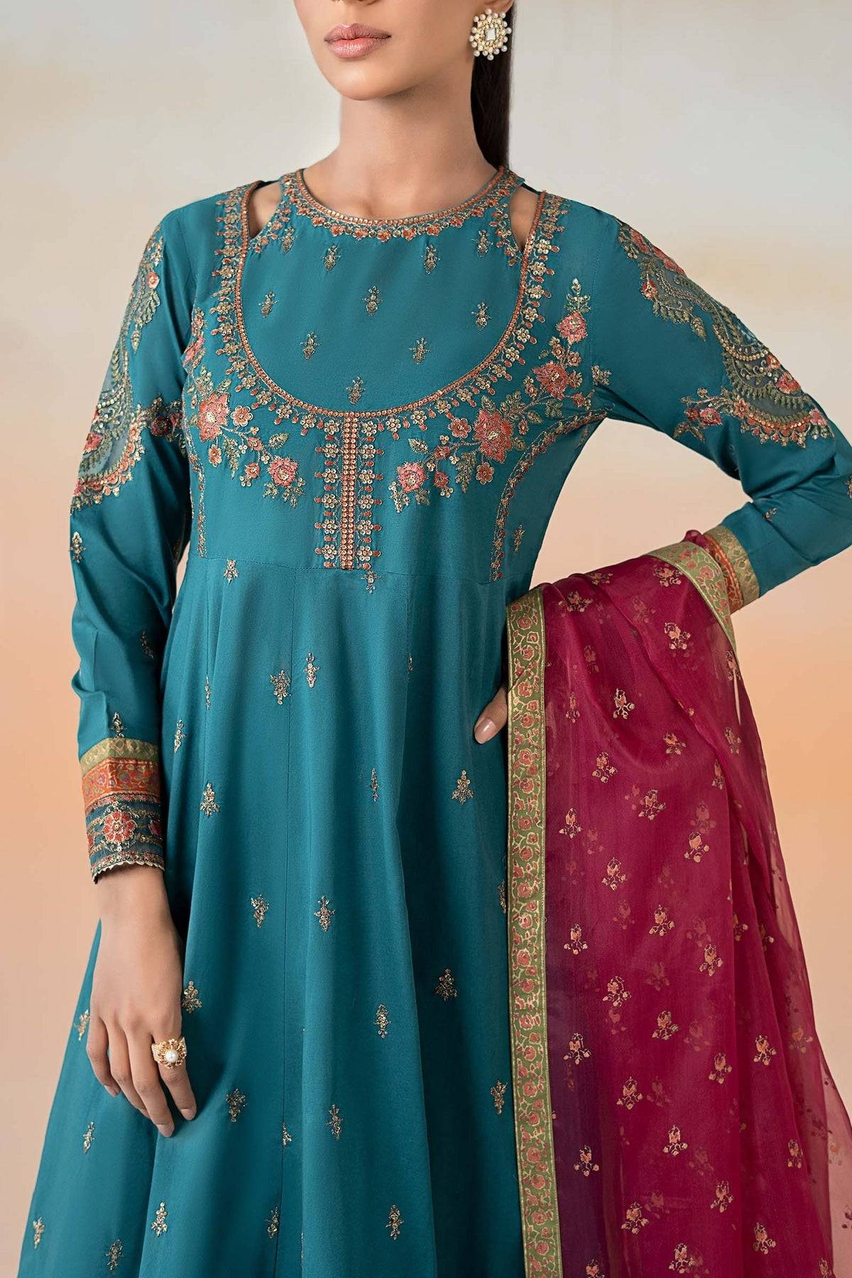 Maria B | Formal Wears | DW-EF25-60 Teal by Maria Faisal - Registered Vendor of : Maria B - type : Ladies Clothes - 100% original wedding dresses