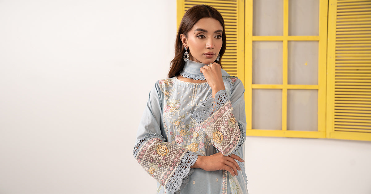 Maria B | Eid Collection 2026 | Dw-Ef26-60 Blue - Luxury Dress - available at Maria Faisal in UK and USA.