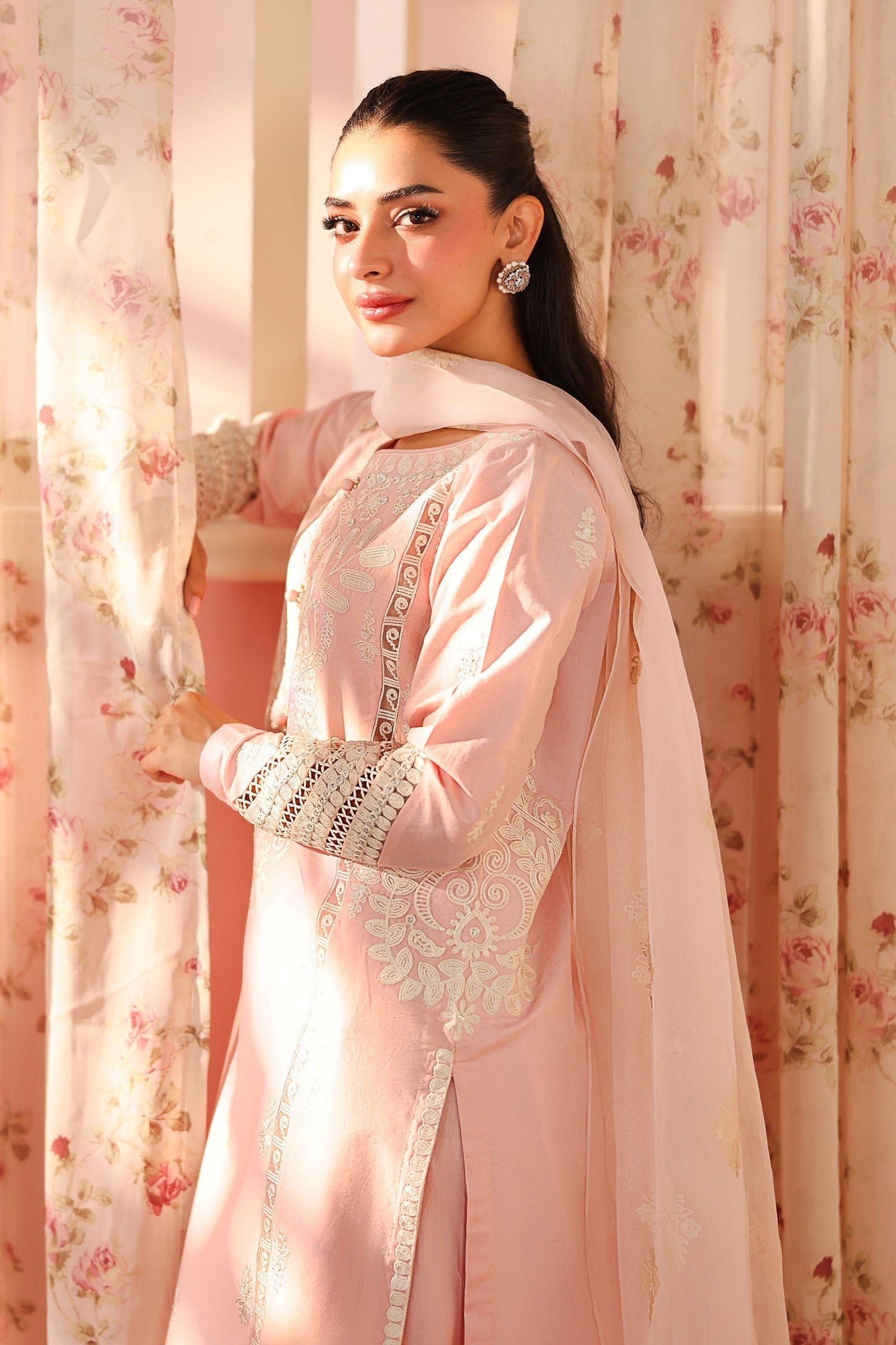 Maria B | Pre Fall Dresses | 3 Piece Embroidered Dobby Suit DD - Ladies Clothes - Maria Faisal