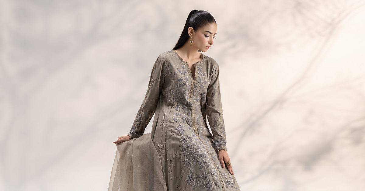 Maira B | Ready to Wear | DW-W24-159 Grey by Maria Faisal - Registered Vendor of : Maria B - type : Wedding Dress - 100% original wedding dresses