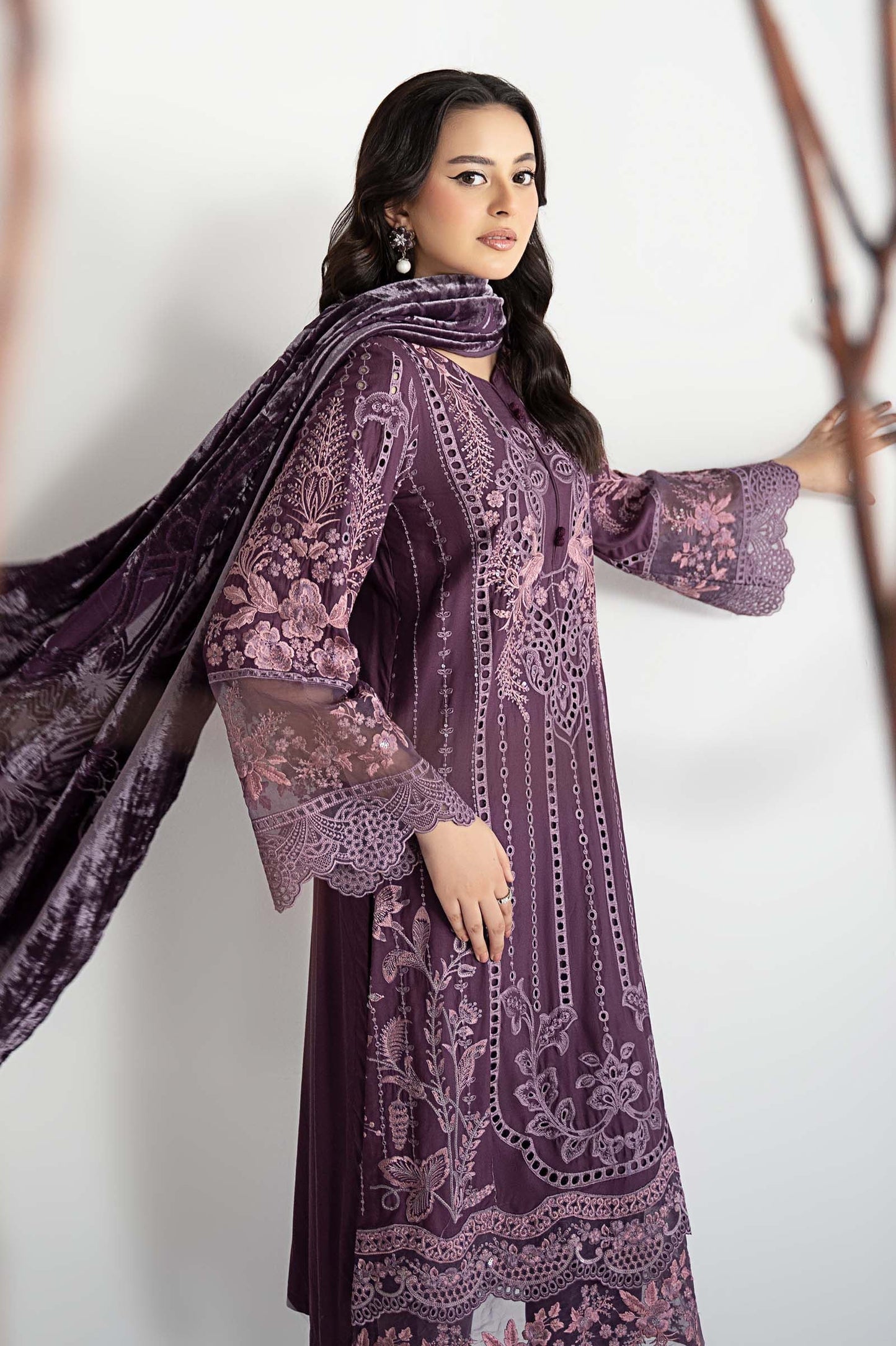 Maria B | Luxury Winter Pret 25 | DW-W25-24-Purple - Ladies Clothes - Maria Faisal