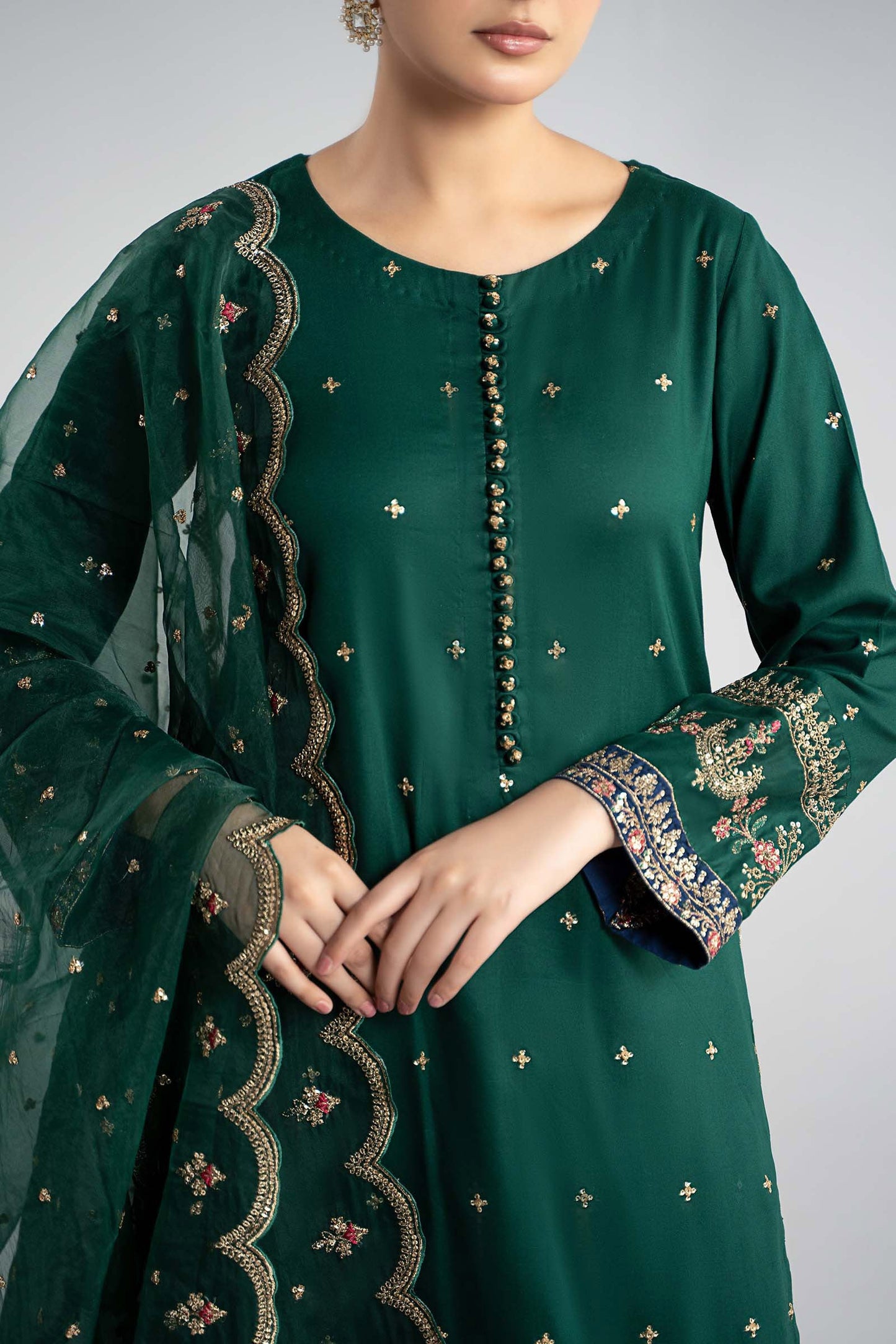 Maria B | Luxury Winter Pret 25 | DW-W25-27-Green - Ladies Clothes - Maria Faisal
