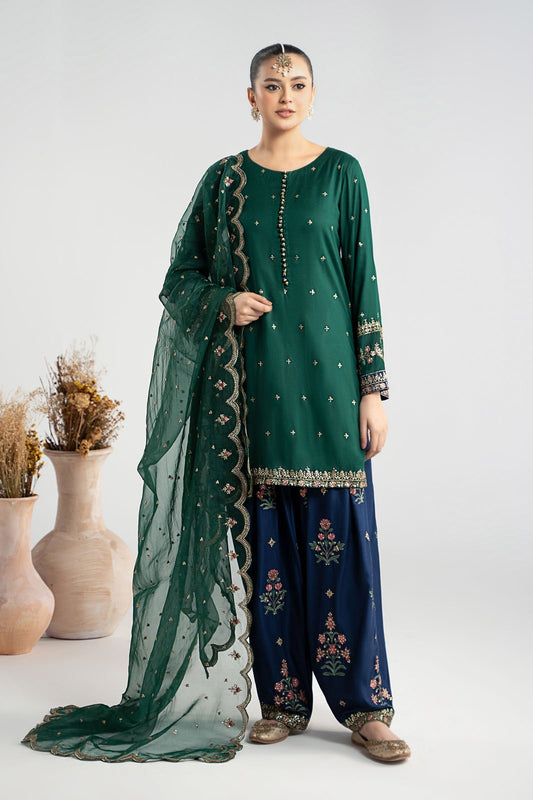 Maria B | Luxury Winter Pret 25 | DW-W25-27-Green - Ladies Clothes - Maria Faisal