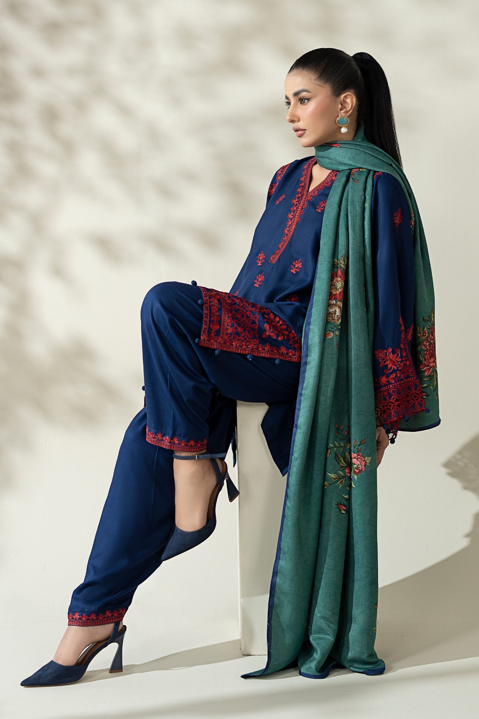 Maria B | Pre Fall Dresses | 3 Piece Embroidered Marina Suit WW - Ladies Clothes - Maria Faisal
