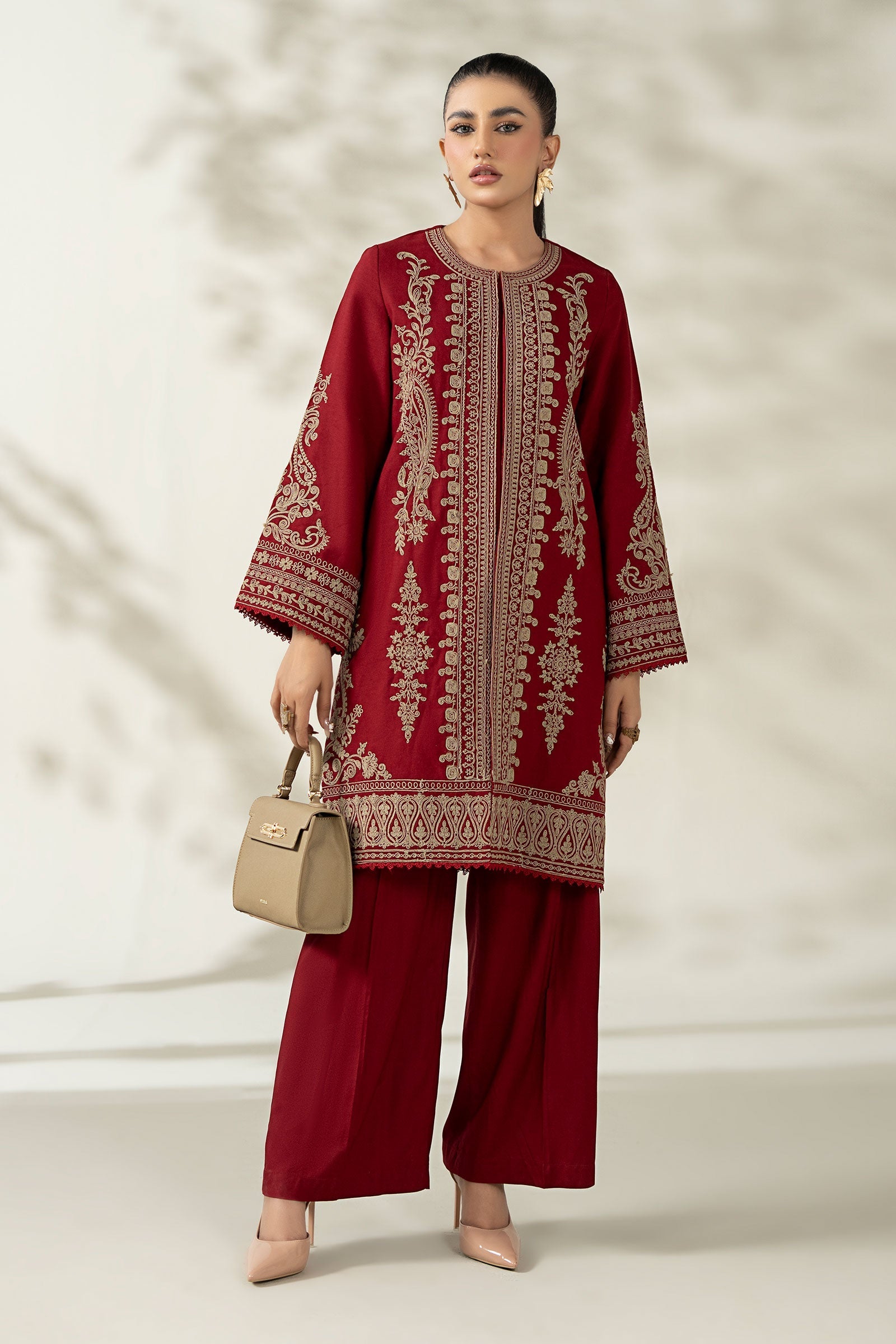 strapless open back dress Maria B | Pre Fall Dresses | 3 Piece Embroidered Khaddar Suit ZB