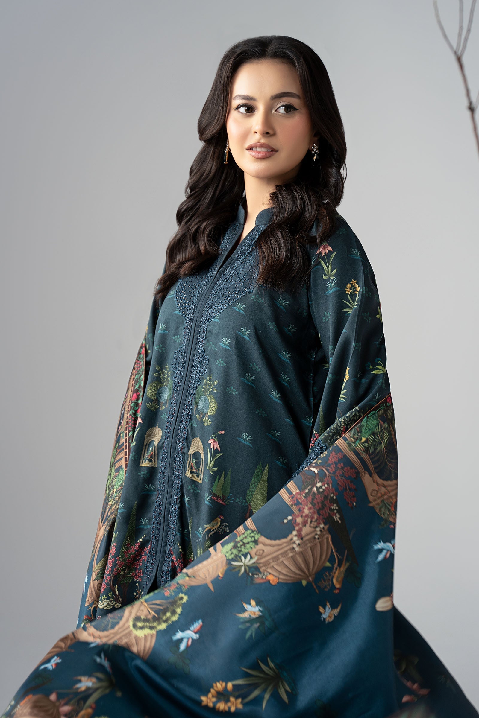 Maria B | Pre Fall Dresses | 3 Piece Embroidered Linen Suit ZE - Ladies Clothes - Maria Faisal