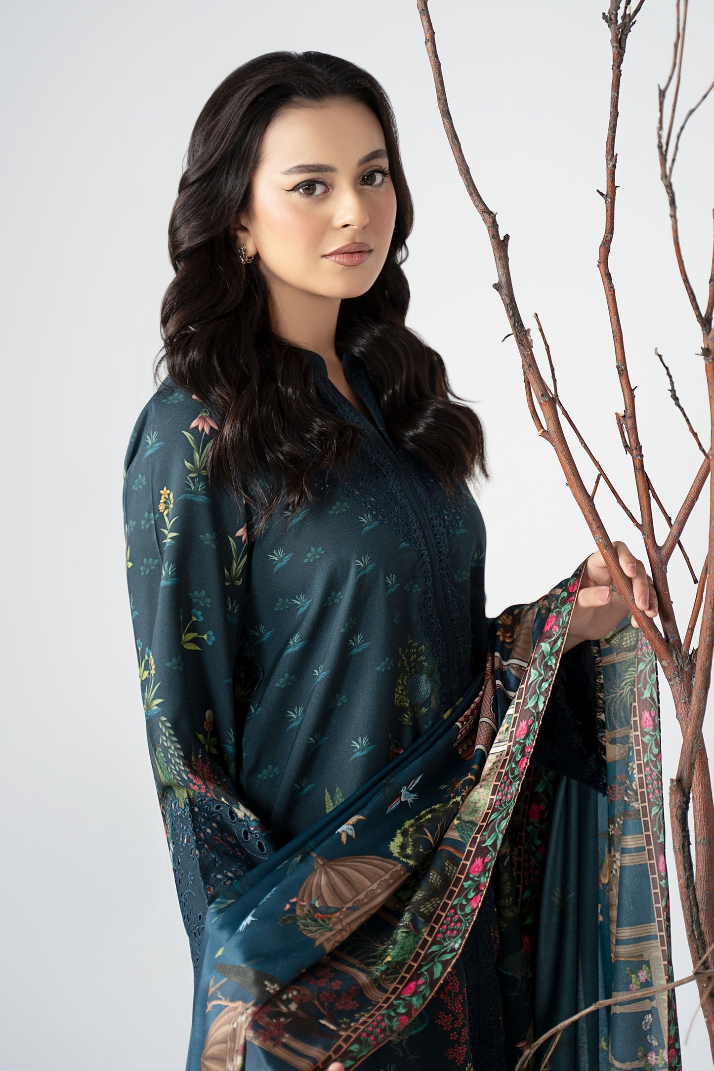 Maria B | Pre Fall Dresses | 3 Piece Embroidered Linen Suit ZE - Ladies Clothes - Maria Faisal